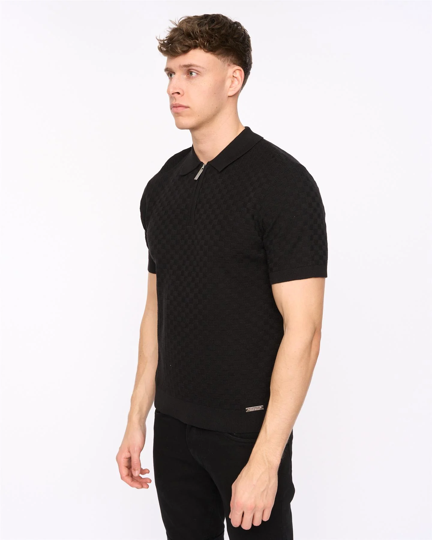 Danvers Zip Knit Polo Black - Image 4