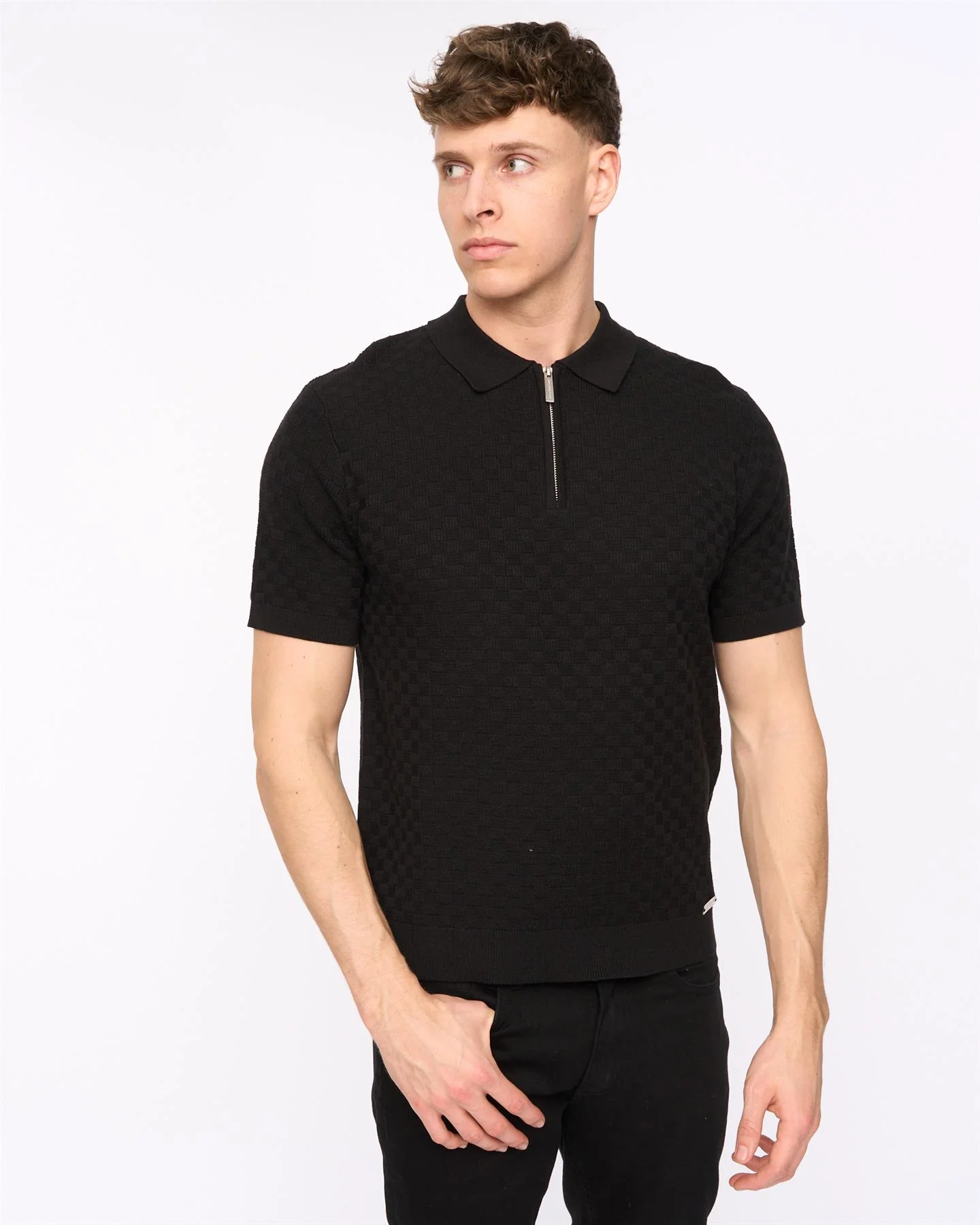 Danvers Zip Knit Polo Black - Image 5