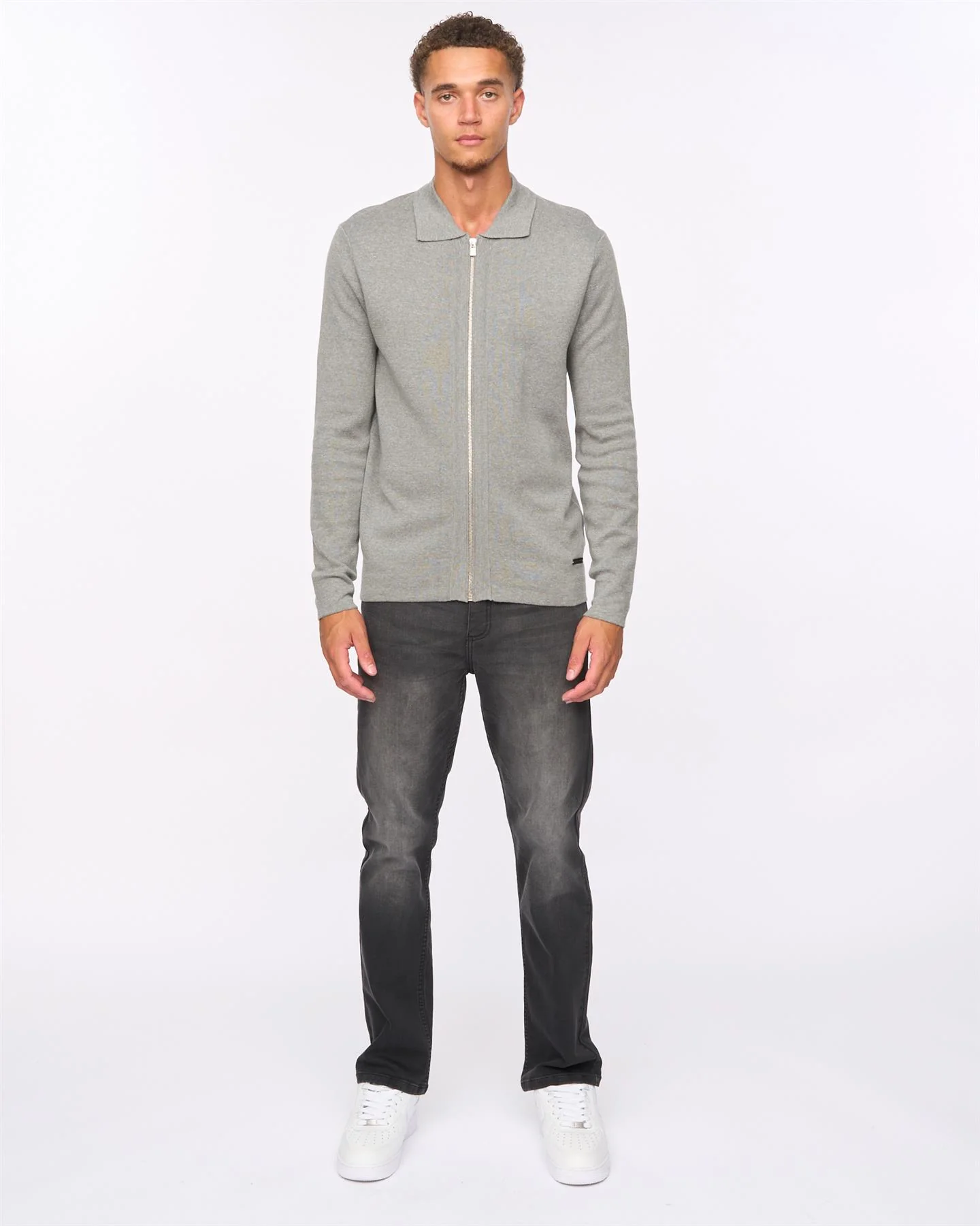 Melfi Zip Thru Knit Grey Marl - Image 3