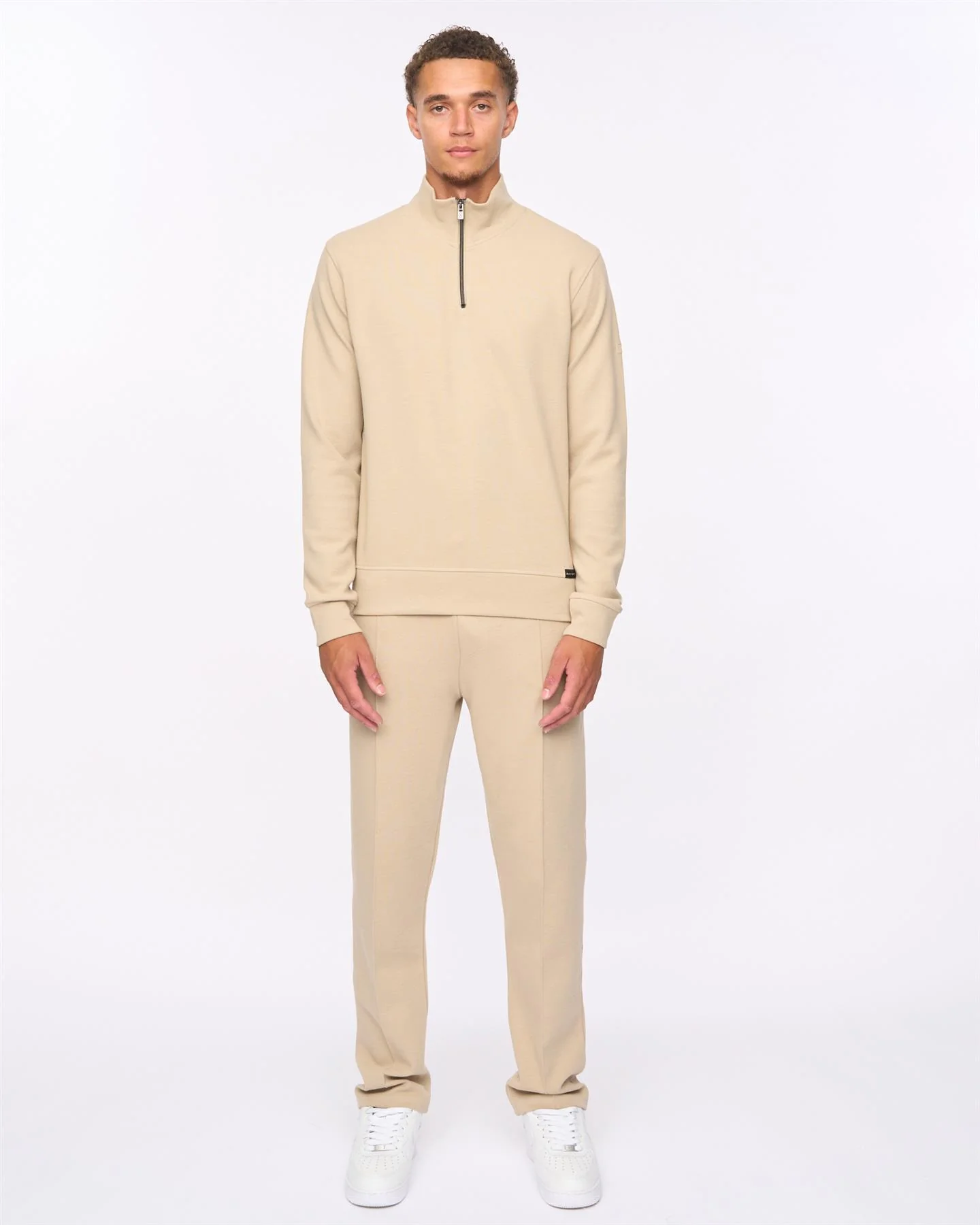 Slellmoore 1/4 Zip Hoodie Stone - Image 3