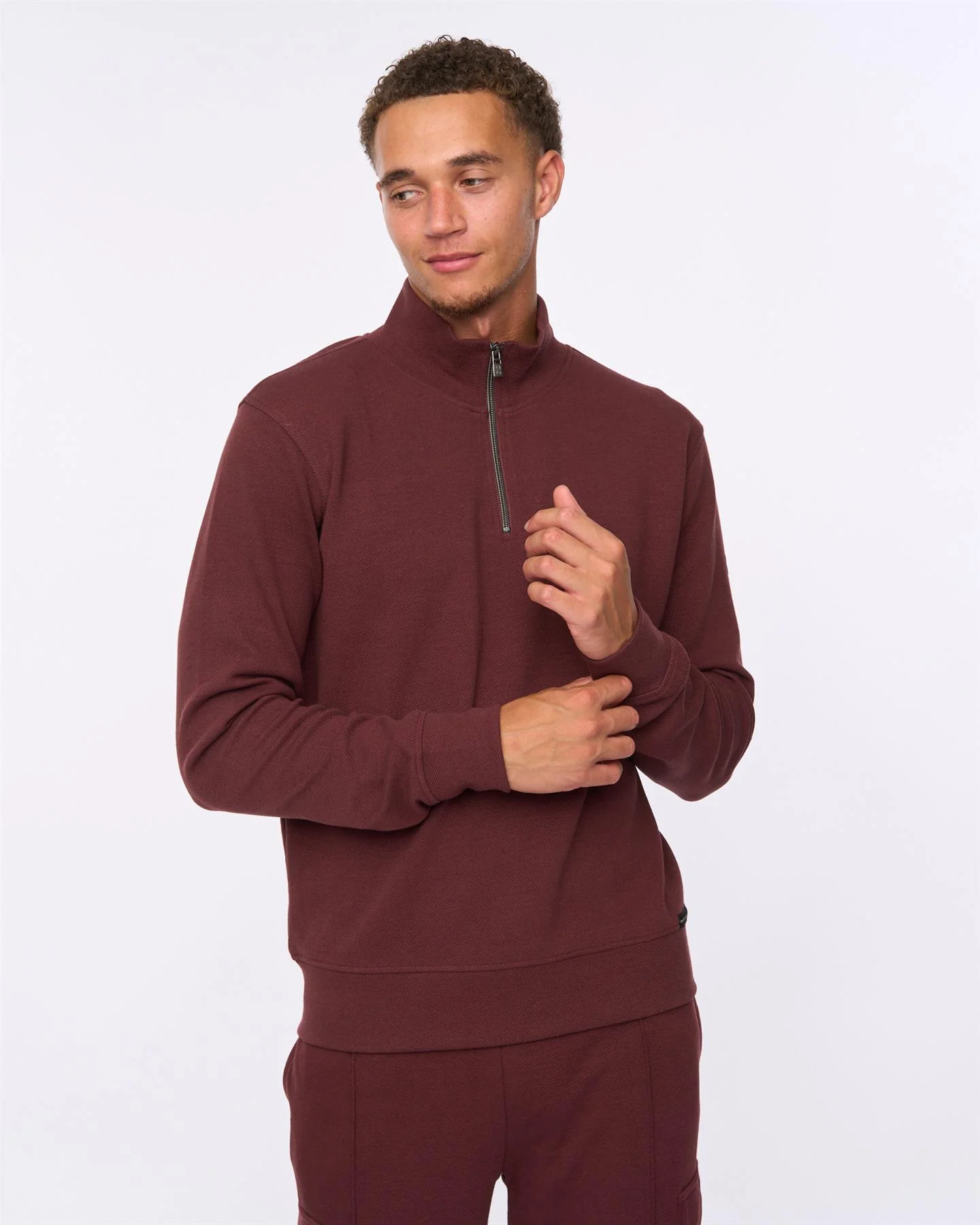 Slellmoore 1/4 Zip Hoodie Wine - Image 3
