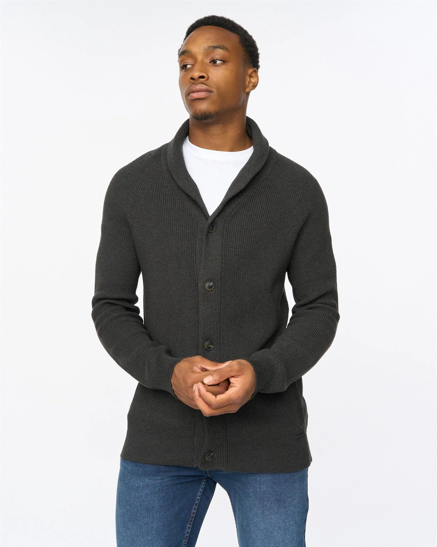 Venosa Shawl Cardigan Charcoal - Image 4